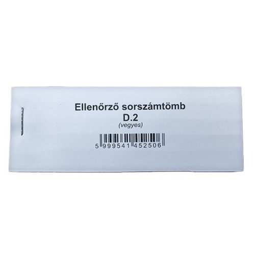 - Nyomtatvány ellenőrző sorszámtömb D2 100 lapos 118x40 mm 2 szelvényes vegyes 30 tömb/csomag