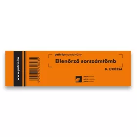   Nyomtatvány ellenőrző sorszámtömb PÁTRIA D2 100 lapos 146x40 mm rózsaszín