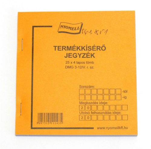 - Nyomtatvány termékkisérő jegyzék
