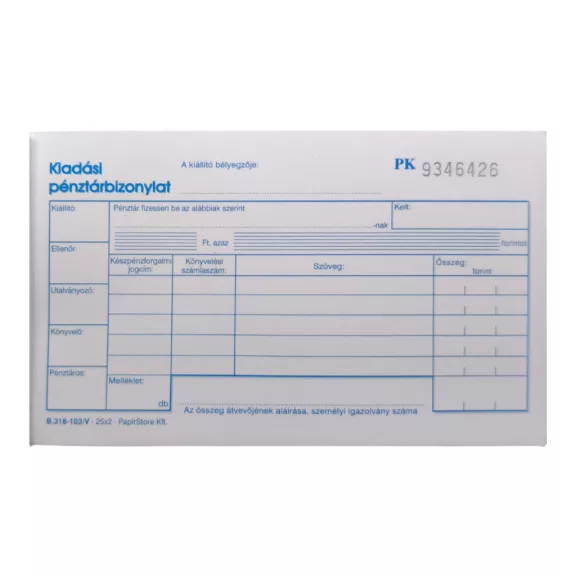 Kiadási pénztárbizonylat 25x2lapos B.318-103/V 