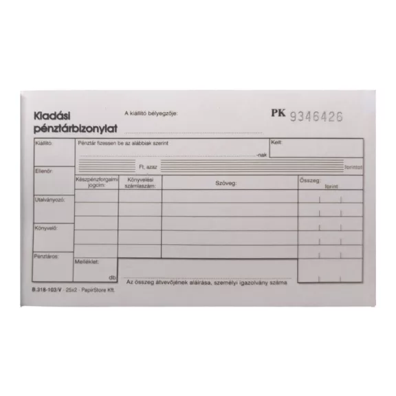 Kiadási pénztárbizonylat 25x2lapos B.318-103/V 