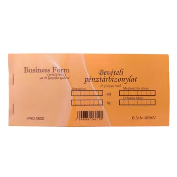 Bevételi pénztárbizonylat 25x3lapos B.318-102/A/V 