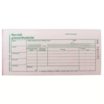 Bevételi pénztárbizonylat 25x3lapos B.318-102/A/V 
