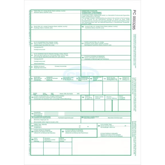 CMR nemzetközi fuvarlevél A4 6 pld (100 db/csomag) CMR nemzetközi fuvarlevél A4 6 pld (100 db/csomag)