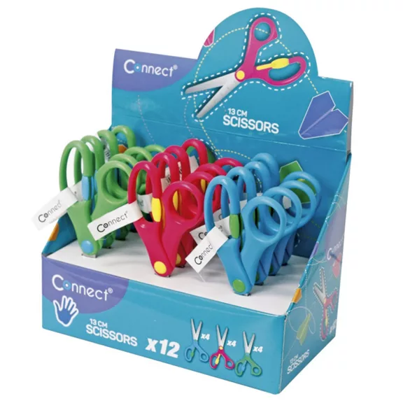 Olló 13cm, iskolai a fogón nyitás rásegítővel, Connect, Olló 13cm, iskolai a fogón nyitás rásegítővel, Connect,