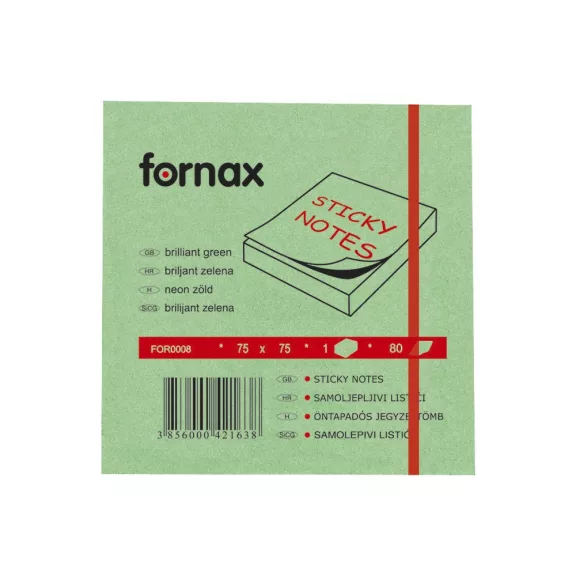Jegyzettömb öntapadó, 75x75mm, 80lap, Fornax neon zöld Jegyzettömb öntapadó, 75x75mm, 80lap, Fornax neon zöld