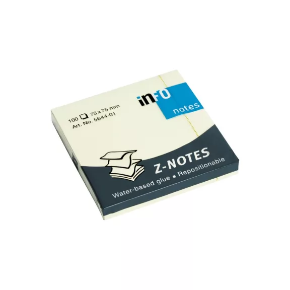Jegyzettömb öntapadó, 75x75mm, 'Z' Info Notes sárga Jegyzettömb öntapadó, 75x75mm, 'Z' Info Notes sárga