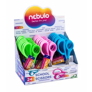   Olló 14cm, kerekített heggyel, ergonomikus, iskolai, Nebulo