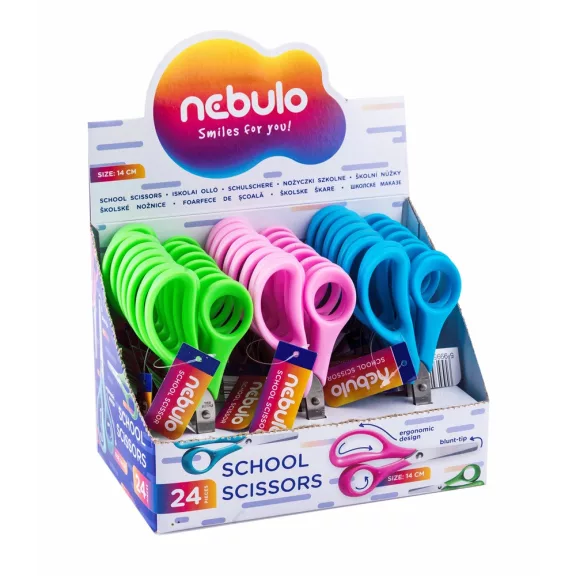 Olló 14cm, kerekített heggyel, ergonomikus, iskolai, Nebulo Olló 14cm, kerekített heggyel, ergonomikus, iskolai, Nebulo