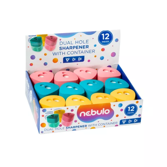 Hegyező 2 lyukú műanyag, tartályos, Nebulo Hegyező 2 lyukú műanyag, tartályos, Nebulo