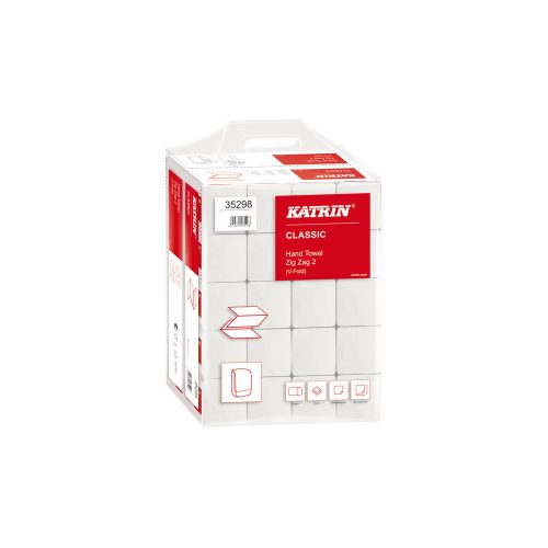 Kéztörlő 2 rétegű Z hajtogatású 200 lap/csomag 20 csomag/karton Classic Handy Pack Katrin_35298 fehérített