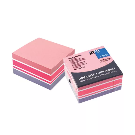 Jegyzettömb öntapadó, 75x75mm, 400lap, 5654-69 Info Notes pasztell fehér,pink, lila Jegyzettömb öntapadó, 75x75mm, 400lap, 5654-69 Info Notes pasztell fehér,pink, lila