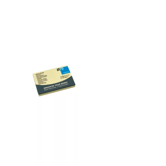Jegyzettömb öntapadó, 50x75mm, 100lap, Info Notes, sárga Jegyzettömb öntapadó, 50x75mm, 100lap, Info Notes, sárga