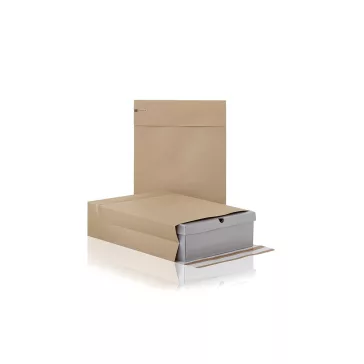   Csomagküldő webshop tasak 250x350x50mm, erős kraft papírból 250 db/doboz, E-green barna