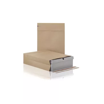   Csomagküldő webshop tasak 450x570x100mm, erős kraft papírból 100 db/doboz, E-green barna