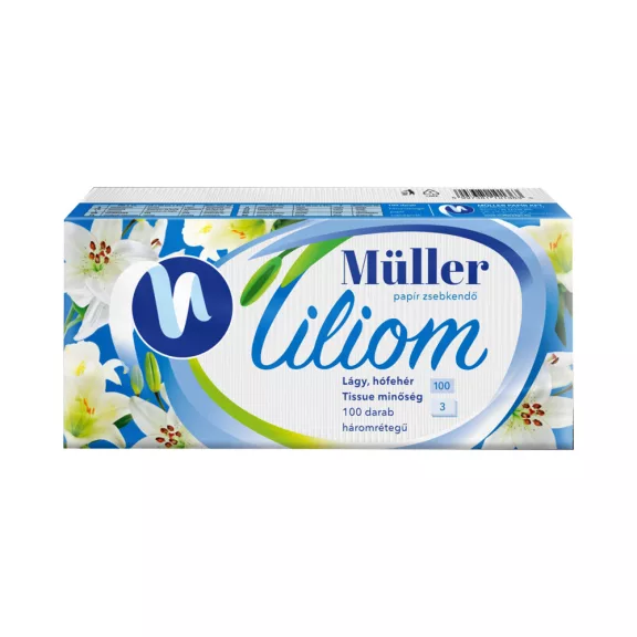 Papírzsebkendő 3 rétegű 100 db/csomag Liliom illatmentes Papírzsebkendő 3 rétegű 100 db/csomag Liliom illatmentes