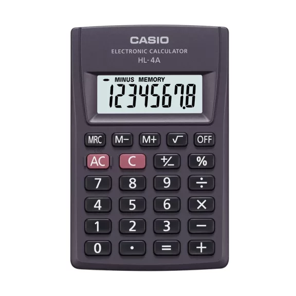 Zsebszámológép 8 digit Casio HL 4 fekete Zsebszámológép 8 digit Casio HL 4 fekete