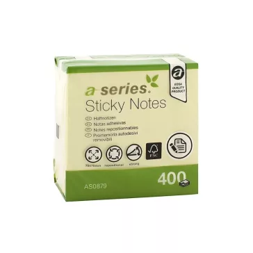 Jegyzettömb öntapadó 75x75mm 400lap A-Series sárga