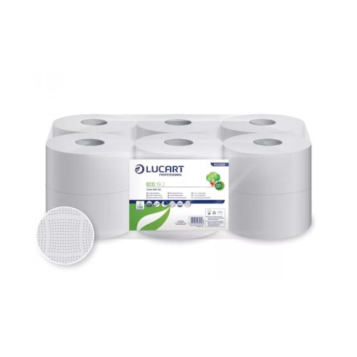 Toalettpapír 2 rétegű közületi átmérő: 19 cm 12 tekercs/karton 19 J EcoLucart_812200 fehér