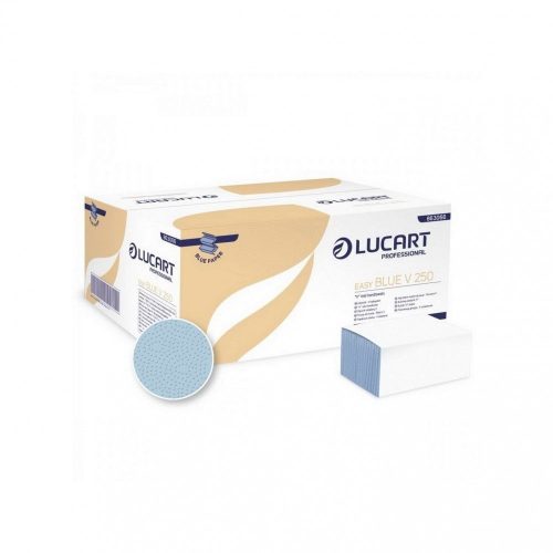 Kéztörlő 1 rétegű V hajtogatású 250 lap/csomag 20 cs/karton V 250 Easy Blue Lucart_863066_kék