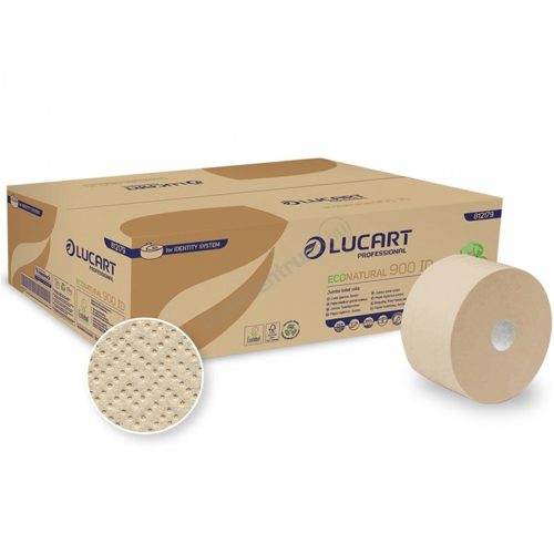 Toalettpapír 2 rétegű közületi átmérő: 19 cm 12 tekercs/csomag autocut 900 ID EcoNatural Lucart_812179S havanna barna