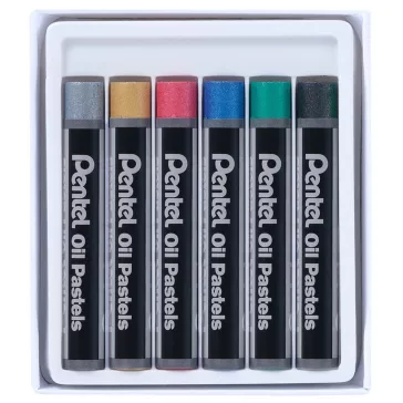   Kréta olajpasztell készlet, PHN-M6 Pentel, 6 klf., metál szín