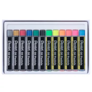   Kréta olajpasztell készlet, PHN-MF12 Pentel, 12 klf., fluoreszkáló metál szín