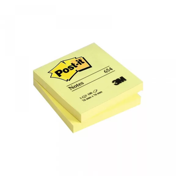 Jegyzettömb öntapadó, 76x76mm, 100lap, 3M 654 Post-It, sárga Jegyzettömb öntapadó, 76x76mm, 100lap, 3M 654 Post-It, sárga