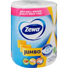   Háztartási papírtörlő kéztörlő 2 rétegű 325 lap/tekercs Zewa Jumbo fehér