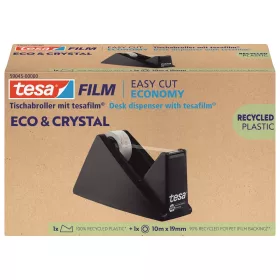   Ragasztószalag adagoló 19mmx10m, asztali + irodai átlátszó újrahasznosított ragasztószalag Tesa Eco & Crystal