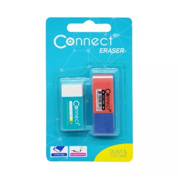   Radír Connect 2 db/blister piros/kék C-36BR, fehér szögletes C-36W