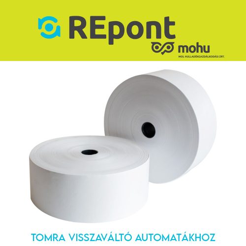 Hőpapír 58mm széles, 450fm hosszú, cséve 25mm, BPA mentes nyomatlan, TOMRA MOHU visszaváltó gépekhez Bluering®