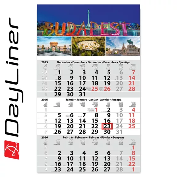 Speditőr naptár 1 tömb, 3 hónap Primus Classic 300 × 480 mm, fehér lapokkal Budapest Dayliner 2027. Speditőr naptár 1 tömb, 3 hónap Primus Classic 300 × 480 mm, fehér lapokkal Budapest Dayliner 2027.