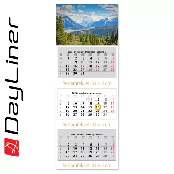 Speditőr naptár 3 tömb, 3 hónap SP-3 330 × 880 mm, fehér lapokkal Hegy Dayliner 2027. Speditőr naptár 3 tömb, 3 hónap SP-3 330 × 880 mm, fehér lapokkal Hegy Dayliner 2027.