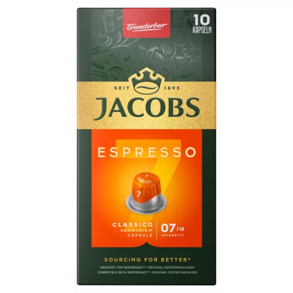 Kávékapszula, Nespresso kompatibilis Jacobs Espresso 7 Classico10 db kapszula Kávékapszula, Nespresso kompatibilis Jacobs Espresso 7 Classico10 db kapszula