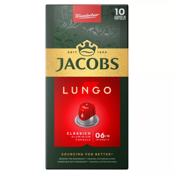 Kávékapszula, Nespresso kompatibilis Jacobs Lungo 6 Classico 10db kapszula Kávékapszula, Nespresso kompatibilis Jacobs Lungo 6 Classico 10db kapszula