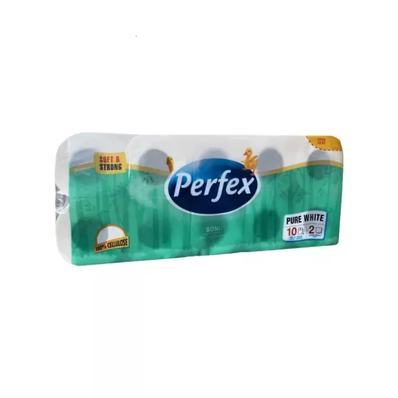 Toalettpapír 2 rétegű kistekercses 100% cellulóz 108 lap/tekercs 10 tekercs/csomag Boni Perfex Toalettpapír 2 rétegű kistekercses 100% cellulóz 108 lap/tekercs 10 tekercs/csomag Boni Perfex