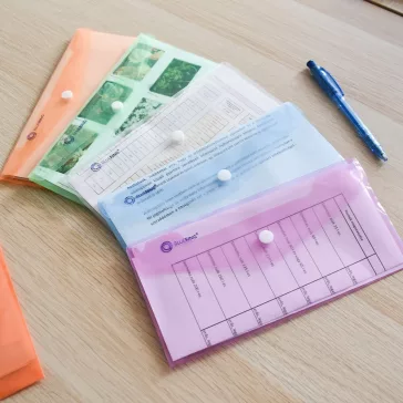   Irattartó tasak DL 'csekk' patentos PP Bluering® transzparens narancs