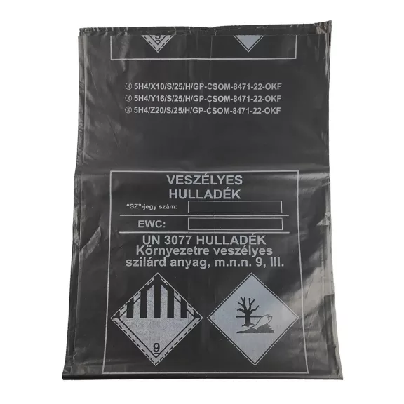 Szemeteszsák ADR UN 3077 95 x 125 cm 60 mikron fekete Szemeteszsák ADR UN 3077 95 x 125 cm 60 mikron fekete