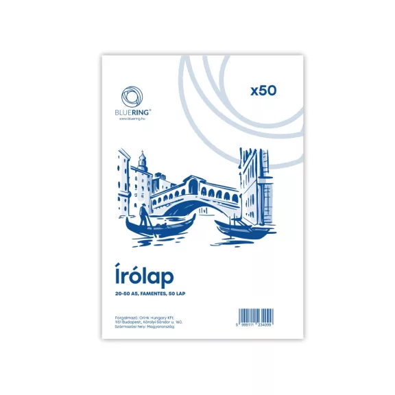 Írólap A5, 20-50 famentes borítékos 50lap Bluering® Írólap A5, 20-50 famentes borítékos 50lap Bluering®