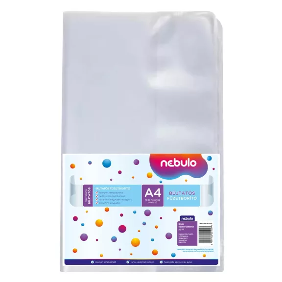 Füzetborító A4, bújtatós, PVC, 10 db/csomag, Nebulo Füzetborító A4, bújtatós, PVC, 10 db/csomag, Nebulo