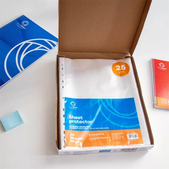 Genotherm lefűzhető, A4, 50 micron fényes víztiszta Bluering® 25 db/csomag, 4 csomag/karton kínáló Genotherm lefűzhető, A4, 50 micron fényes víztiszta Bluering® 25 db/csomag, 4 csomag/karton kínáló