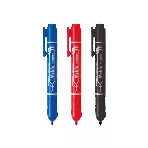 Alkoholos marker 1,3 mm, nyomógombos, Mckie Retractable Zebra  írásszín piros