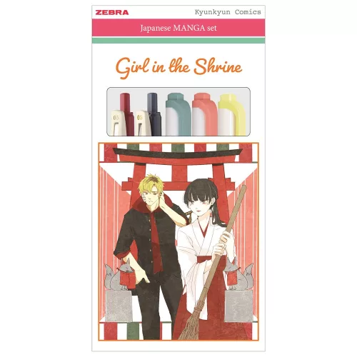 Írószer készlet, Zebra Manga Set, Girl in the shrine, 5 darabos