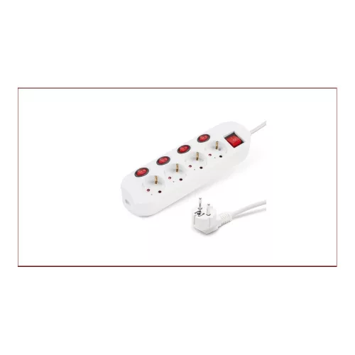 Elosztó négy csatlakozós 1,5m kábellel 4+1 kapcsolós asztali 16A max.