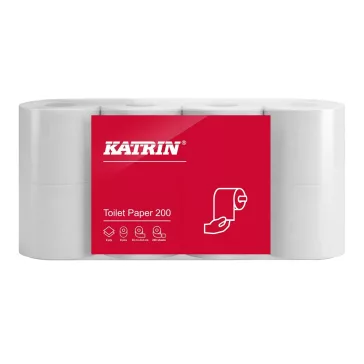   Toalettpapír 2 rétegű kistekercses átmérő: 11,7 cm 200 lap/23,4 méter/tekercs 8 tekercs/csomag Katrin_104749 fehér
