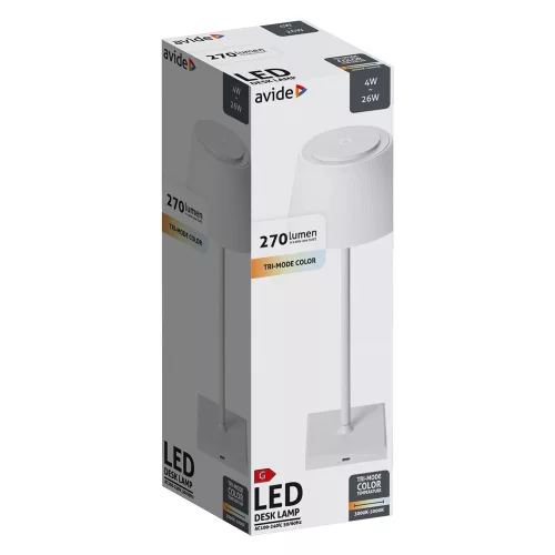 Asztali LED lámpa, USB, 4W, 4000K, AVIDE, fehér