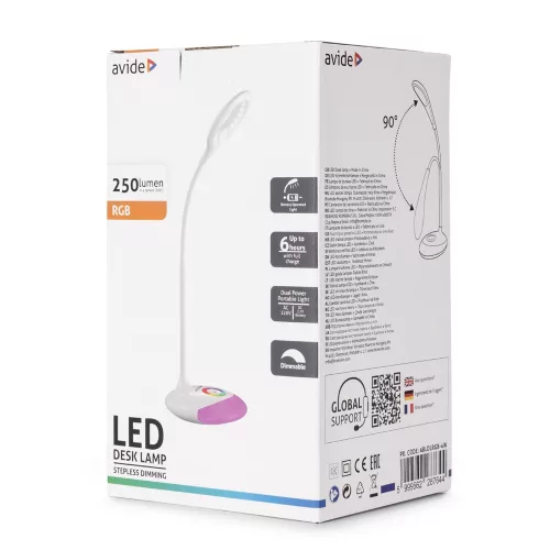 Asztali LED lámpa, RGB, 4W, 4000K, AVIDE, fehér