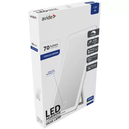 Világítós sminktükör, LED, 3,5W, AVIDE, adapterrel