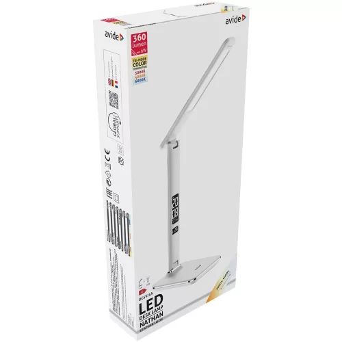 Asztali LED lámpa, Nathan, kijelzős, 6W, 5000K, AVIDE, fehér